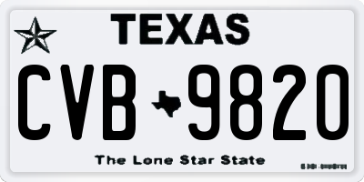 TX license plate CVB9820