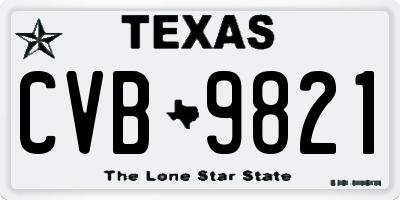 TX license plate CVB9821