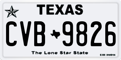 TX license plate CVB9826