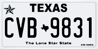 TX license plate CVB9831