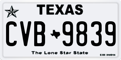TX license plate CVB9839
