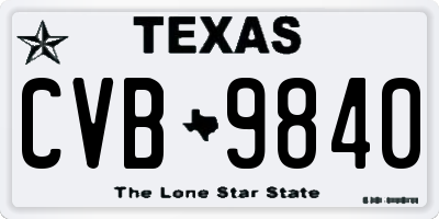 TX license plate CVB9840