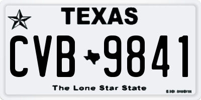 TX license plate CVB9841