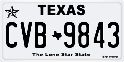 TX license plate CVB9843