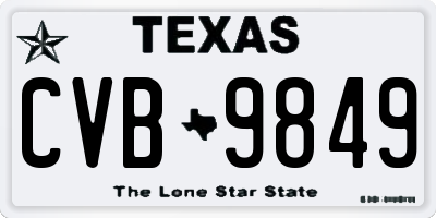 TX license plate CVB9849
