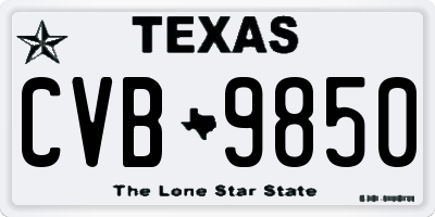 TX license plate CVB9850