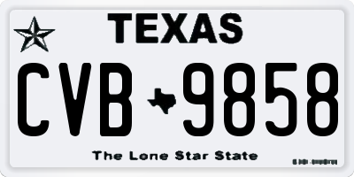 TX license plate CVB9858