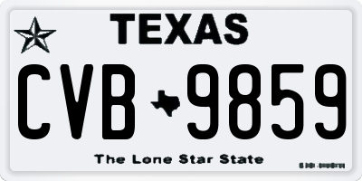 TX license plate CVB9859