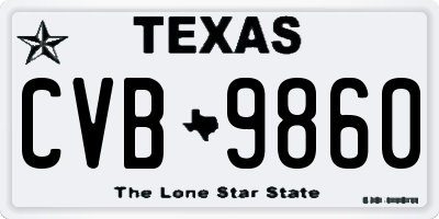 TX license plate CVB9860