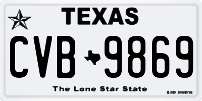 TX license plate CVB9869
