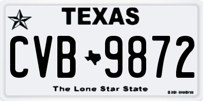 TX license plate CVB9872