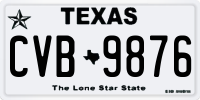 TX license plate CVB9876