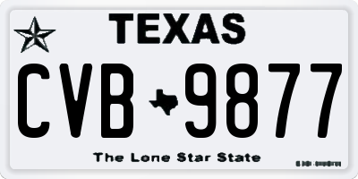TX license plate CVB9877