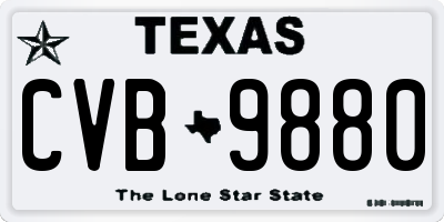 TX license plate CVB9880