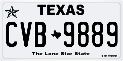 TX license plate CVB9889
