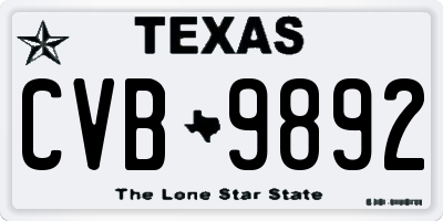 TX license plate CVB9892