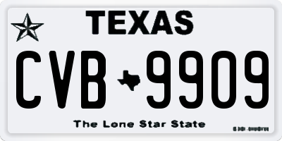 TX license plate CVB9909