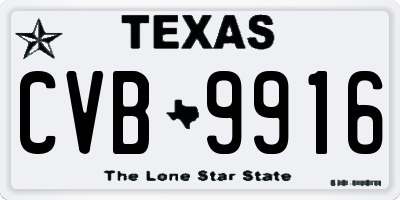 TX license plate CVB9916