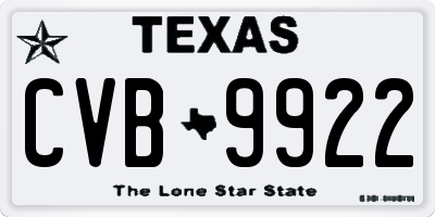 TX license plate CVB9922