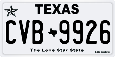 TX license plate CVB9926