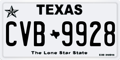 TX license plate CVB9928