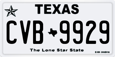 TX license plate CVB9929