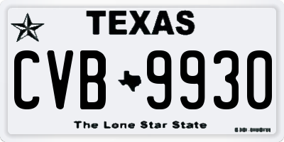 TX license plate CVB9930