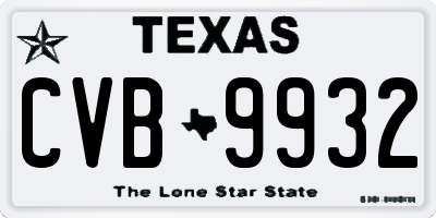 TX license plate CVB9932