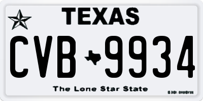 TX license plate CVB9934