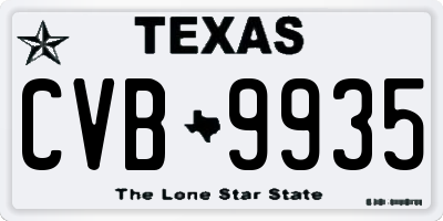 TX license plate CVB9935