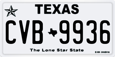 TX license plate CVB9936