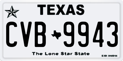 TX license plate CVB9943