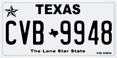 TX license plate CVB9948
