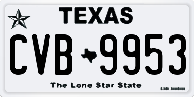 TX license plate CVB9953