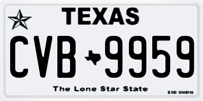 TX license plate CVB9959