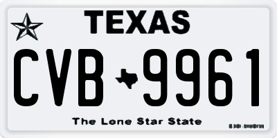 TX license plate CVB9961