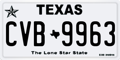 TX license plate CVB9963