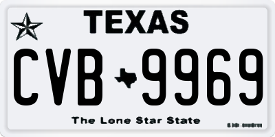 TX license plate CVB9969