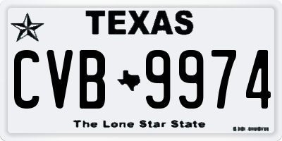 TX license plate CVB9974