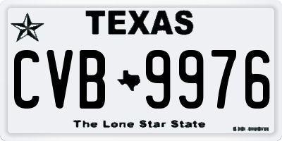 TX license plate CVB9976