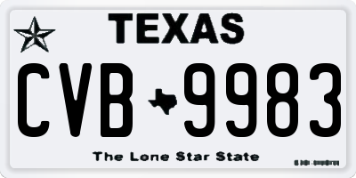 TX license plate CVB9983