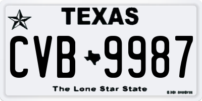 TX license plate CVB9987