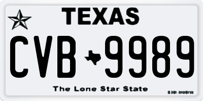 TX license plate CVB9989