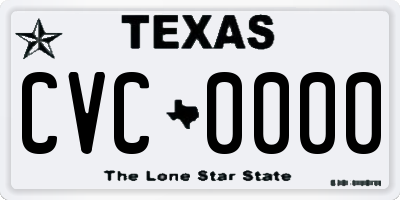 TX license plate CVC0000