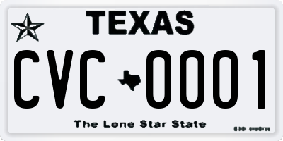TX license plate CVC0001