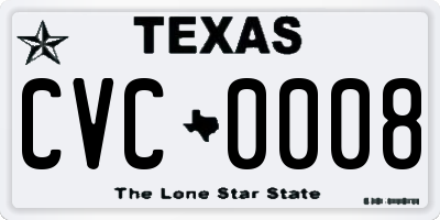 TX license plate CVC0008