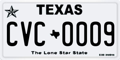 TX license plate CVC0009