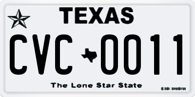 TX license plate CVC0011