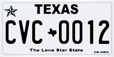 TX license plate CVC0012
