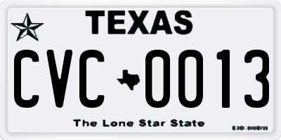 TX license plate CVC0013